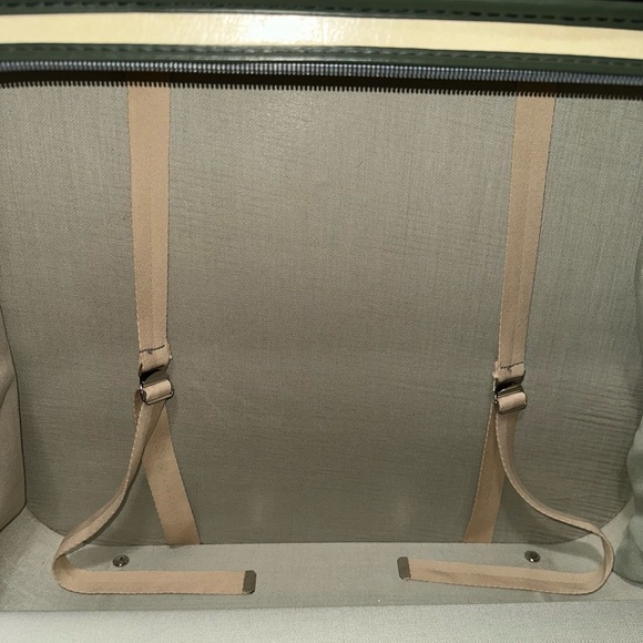 Vintage Grasshopper Suitcase Cream and Green Classic Soft Sided Stiff Frame MCM - Picture 6 of 16